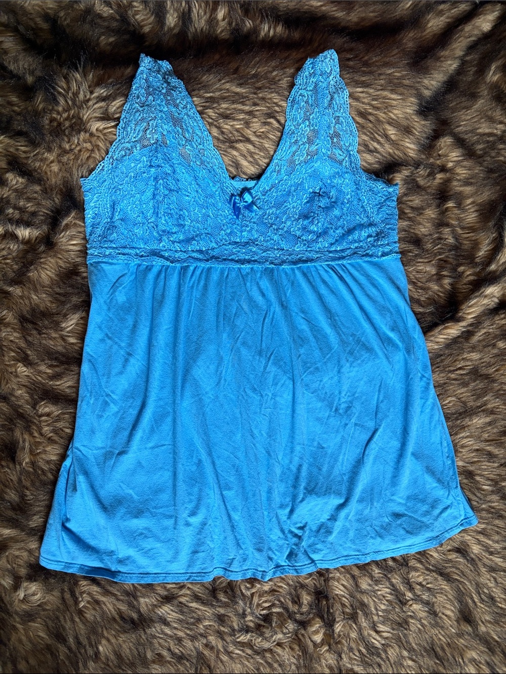 Avenue Body Lace-Trim Blue Women's Plus V-Neck Chemise/Night Shirt Size 26/28